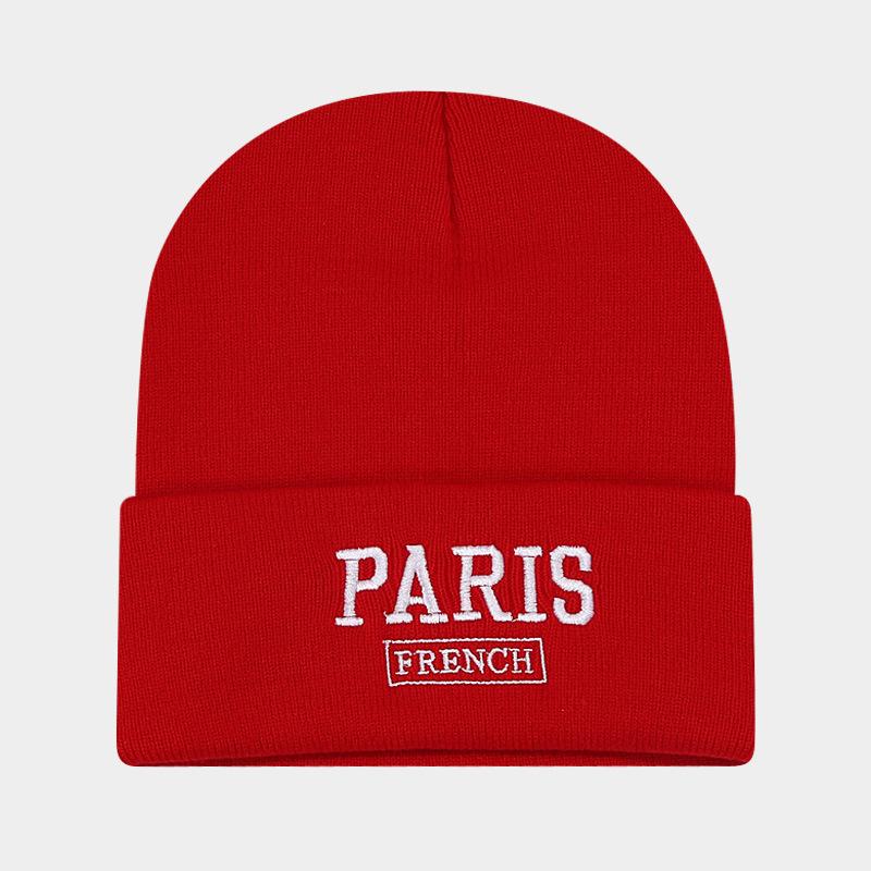 Large Version Knitted Hat Female Face Small Embroidered Letters Wool Pullover Hat Big Head Circumference Street Tide Hat