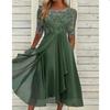 HNXC Women's Fashion Summer Spring Solid Color Print Short Sleeve O-Neck  Casual Dresses