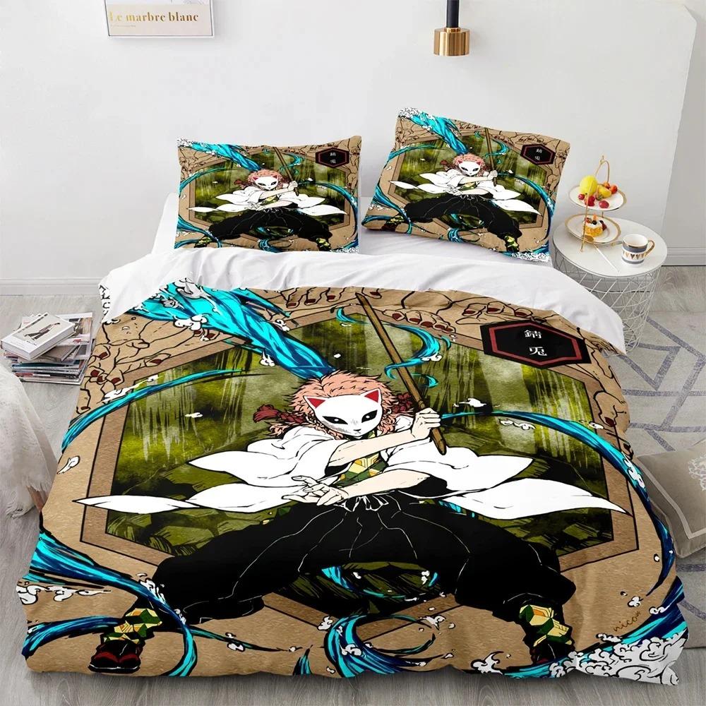 Anime Demon Slayer Kamado Tanjirou Sängkläder Set Påslakan Örngott Täcke King Queen Size Pojkar Vuxna A