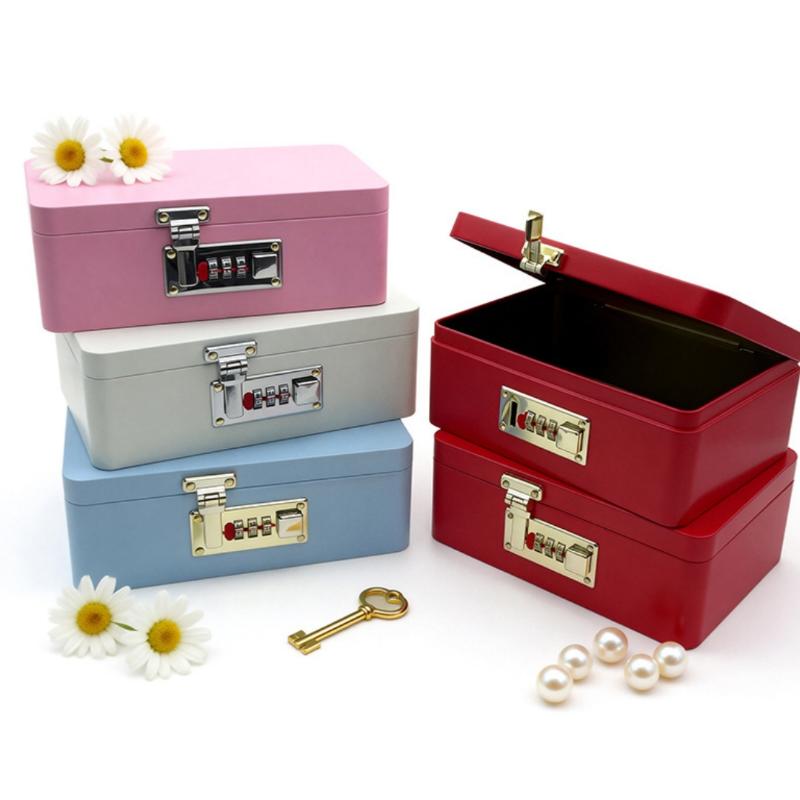 Lockable Retro Iron Piggy Bank Password Lock Money Saving Coin Box Durable Home Organizer for Kids Family Gift Storage