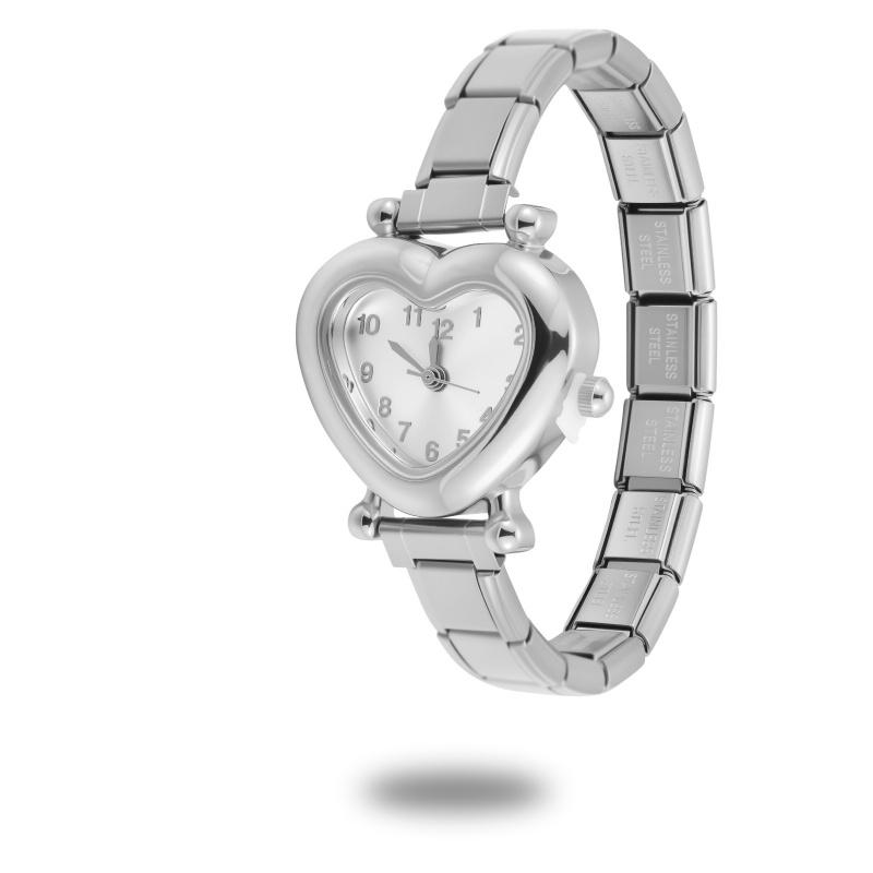 Y2K Vintage Zircon 9MM Width Italian Charm Heart Shape Watch High Quality Stainless Steel Bracelets Bangle for Birthday Gifts
