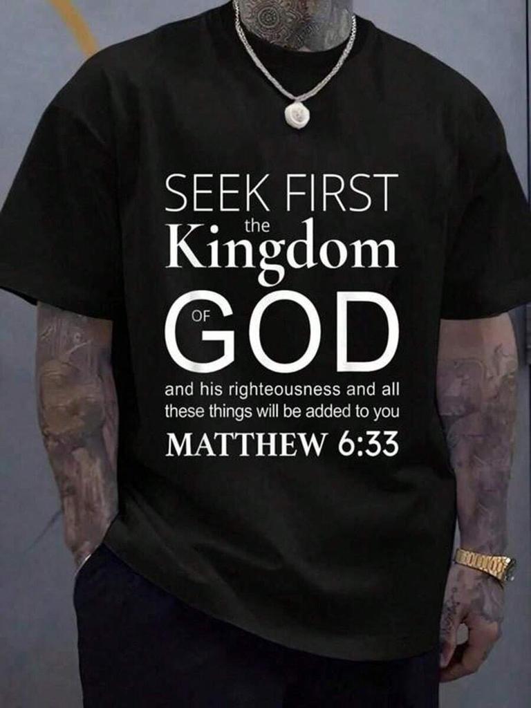 Versetto Biblico Cercate Prima il Regno di Dio T-Shirt Unisex Cristiana