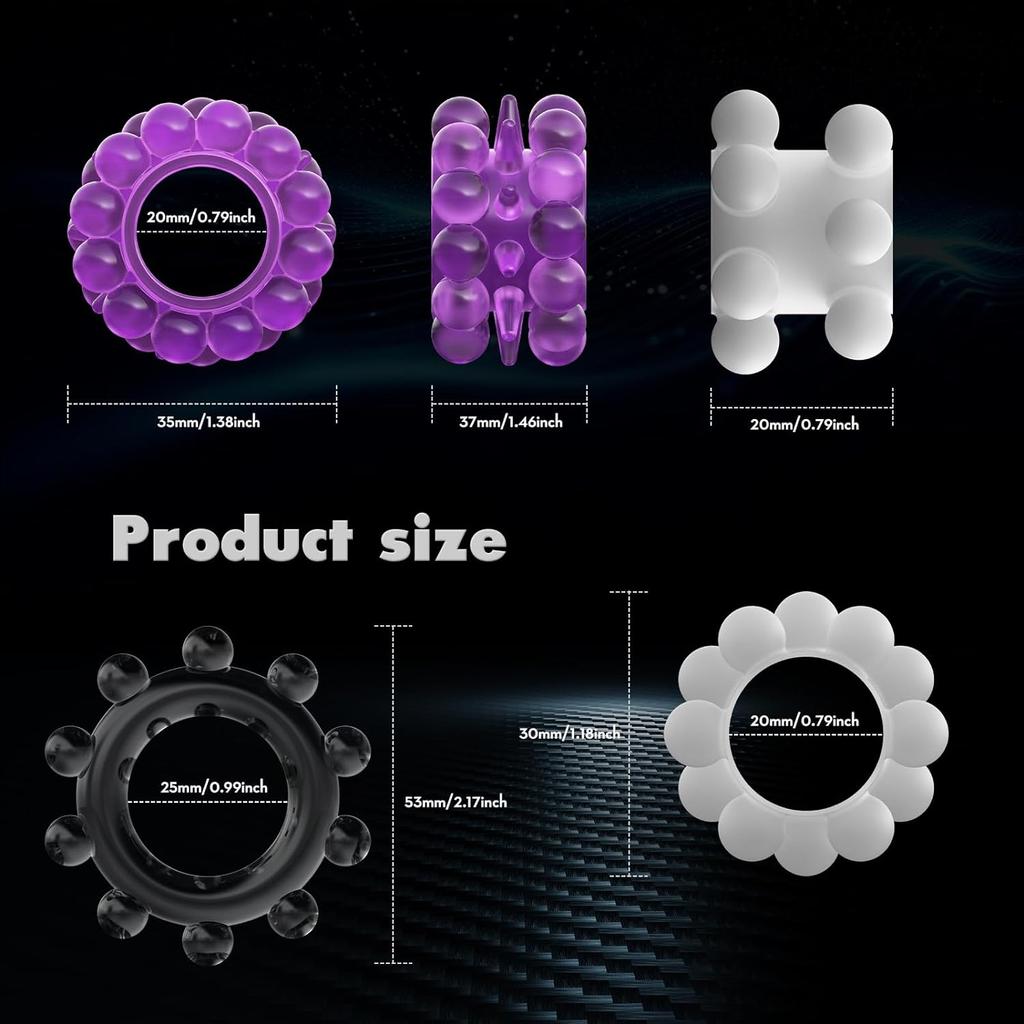 Mens 3 Pcs/Set Penis Rings Set Penis with 3D Beads for Couple Sex Penis Toy Male Delay Ejaculation Lasting Silicone Erection Ring Male Sex Toys
