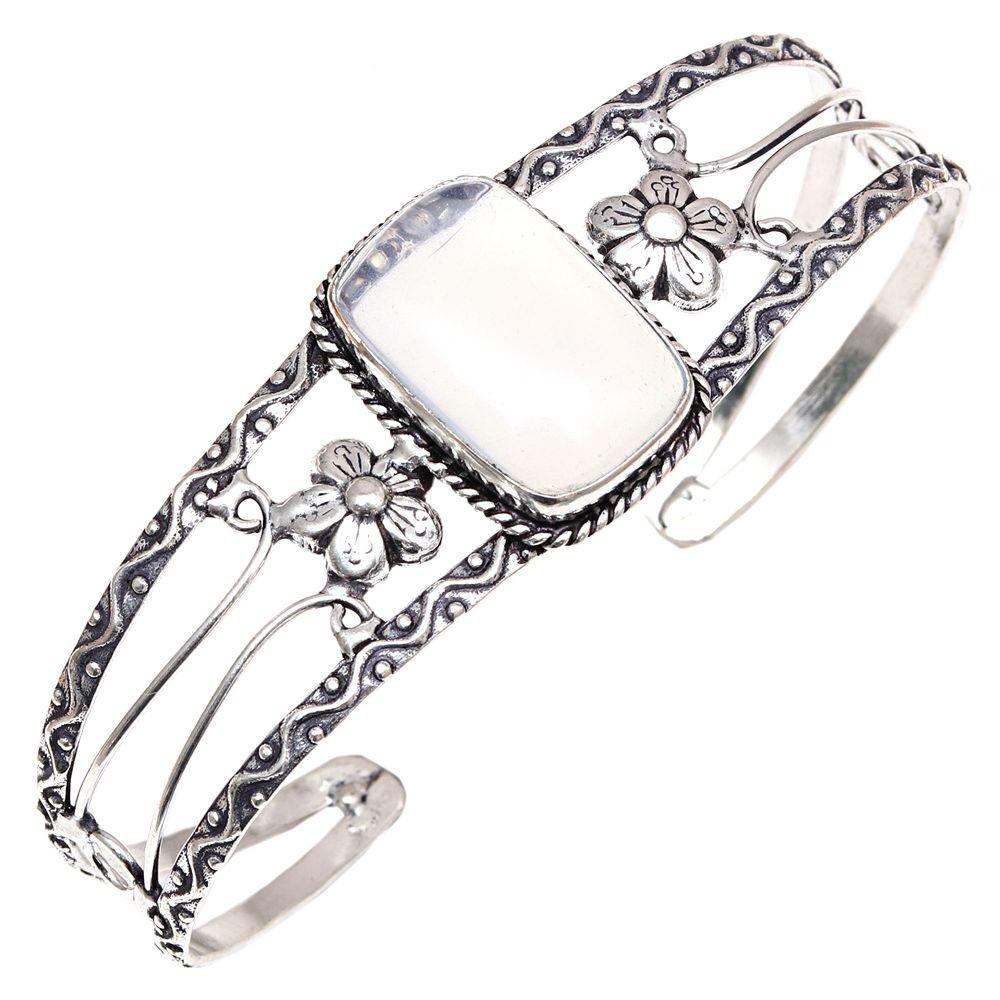 

Серебряные ювелирные изделия ручной работы с молочным огненным опалом, браслеты-манжеты 7 дюймов, регулируемые