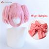 Anime Madoka Kaname Cosplay Wig Light Pink Double Ponytail Clip Wig Heat Resistant Synthetic Hair Halloween Party Wigs + Wig Cap