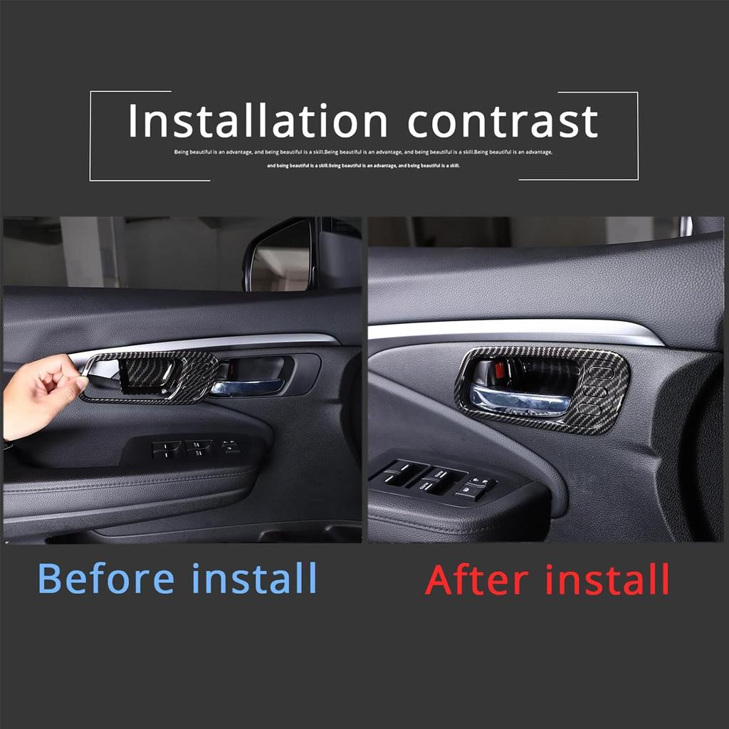 Inner Door Handle Bowl Cover Trim for Honda Pilot 2016-2022, 4PCS ABS Material Car Interior Door Bowl Frame Protector Accessories (Carbon Fiber