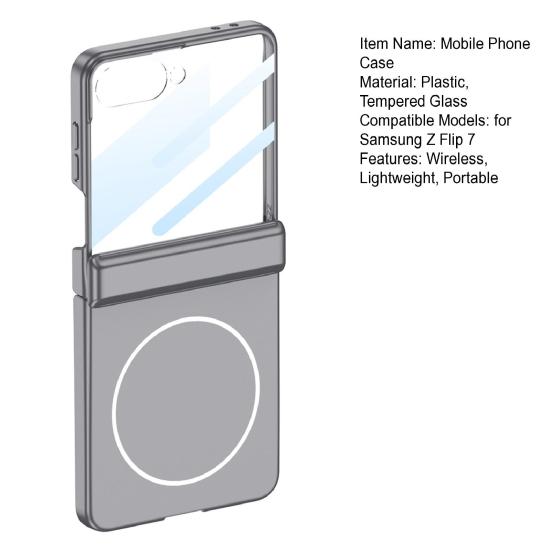 Phone Case for Samsung Z Flip 7 Magnetic Hinge Protection Protective Case with Built-In Screen Protector Wireless Charging Case