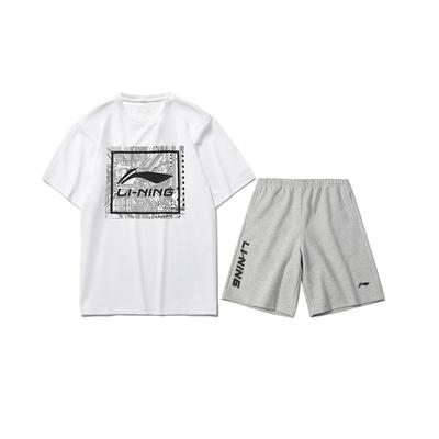 Loose Fit Short Sleeve Crew Neck Comfortable Five-Point Pants Casual Sports Set Men Sets AHSUA15-1+AKSU747-2