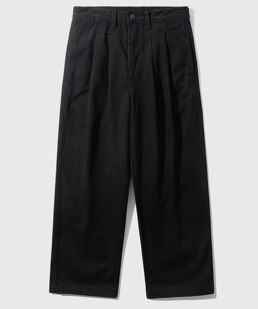 JEMUT Saturn Double-Pleat Wide Twill Pants Black Kjlp2606