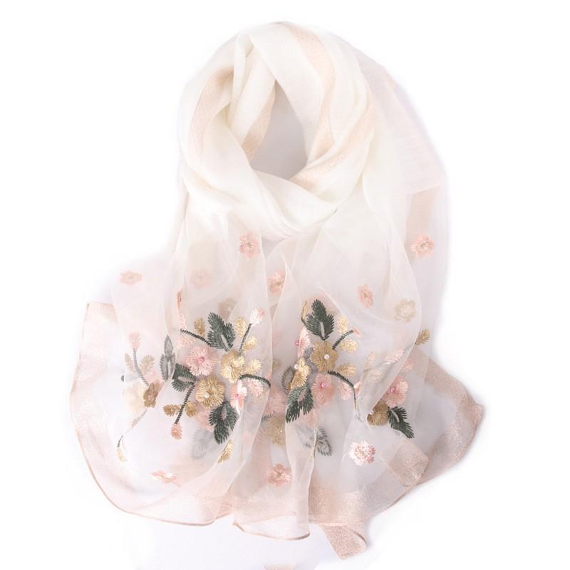 

Embroidery, Embroidery, Handmade Beads, Silk, Wool Silk Scarf, Women S Spring And Autumn Versatile Solid Color Scarf, Free Mother Scarf