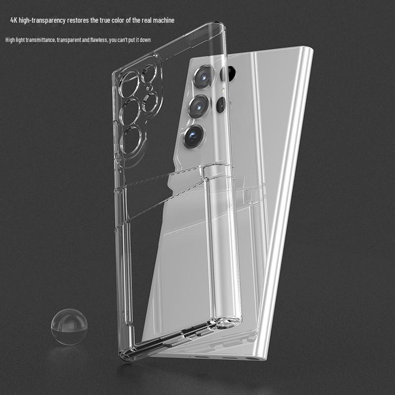Samsung S24 Ultra Dual Card Anti-Fall Case, Transparent with Four-Corner Airbags for Full Protection.