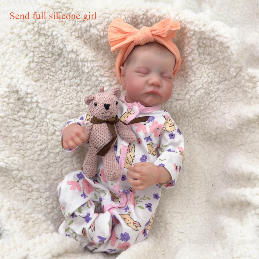 Реалистичная 49 см полностью виниловая кукла-реборн с закрытыми глазами — фото 7