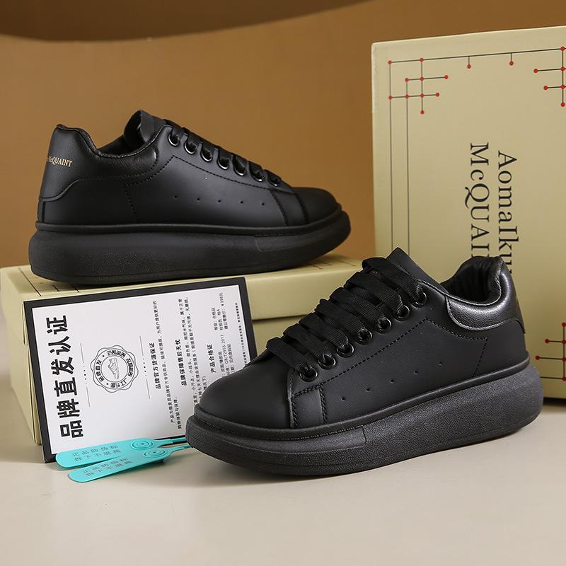 White Shoes Men's and Women's PU Leather Same High Version Versatile Shoes New Thick Soled Height Increasing Board Shoes Lazy Shoes