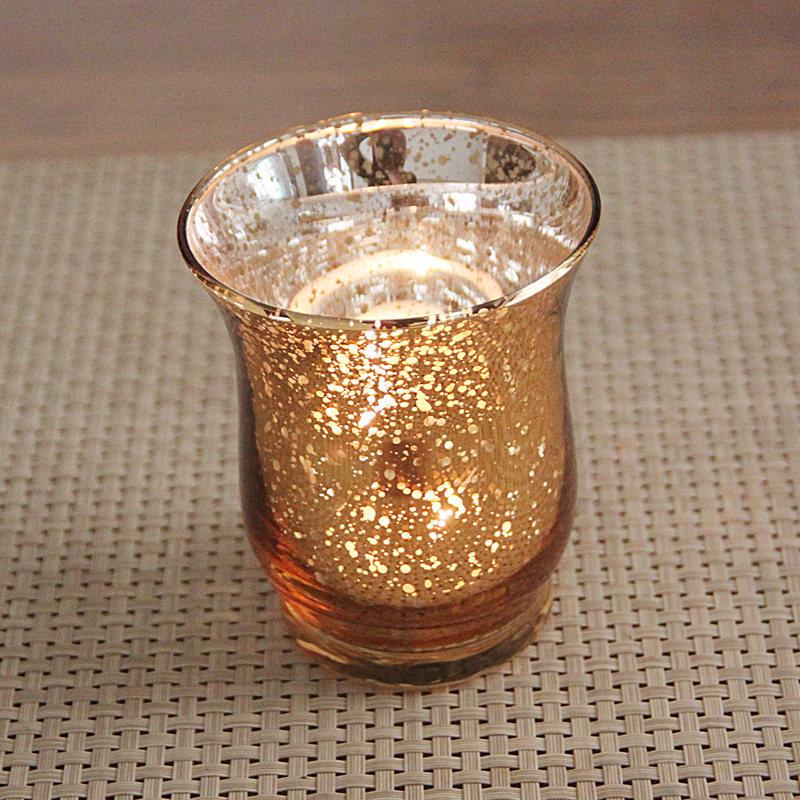 Golden Glass European-Style Candle Holder for Home Decoration