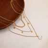 French Custom Three-Layer Stainless Steel Necklace Female, Personalized Trend Star Moon Titanium Steel Necklace