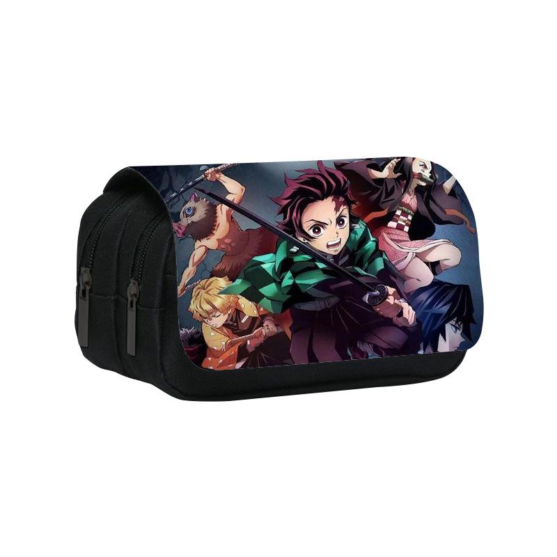 Astuccio a Doppio Strato Kimetsu No Yaiba 22cm/8.7inch Borsa Portapenne Scolastica per Studenti Ampio Spazio Astuccio per Studenti Regalo Scolastico