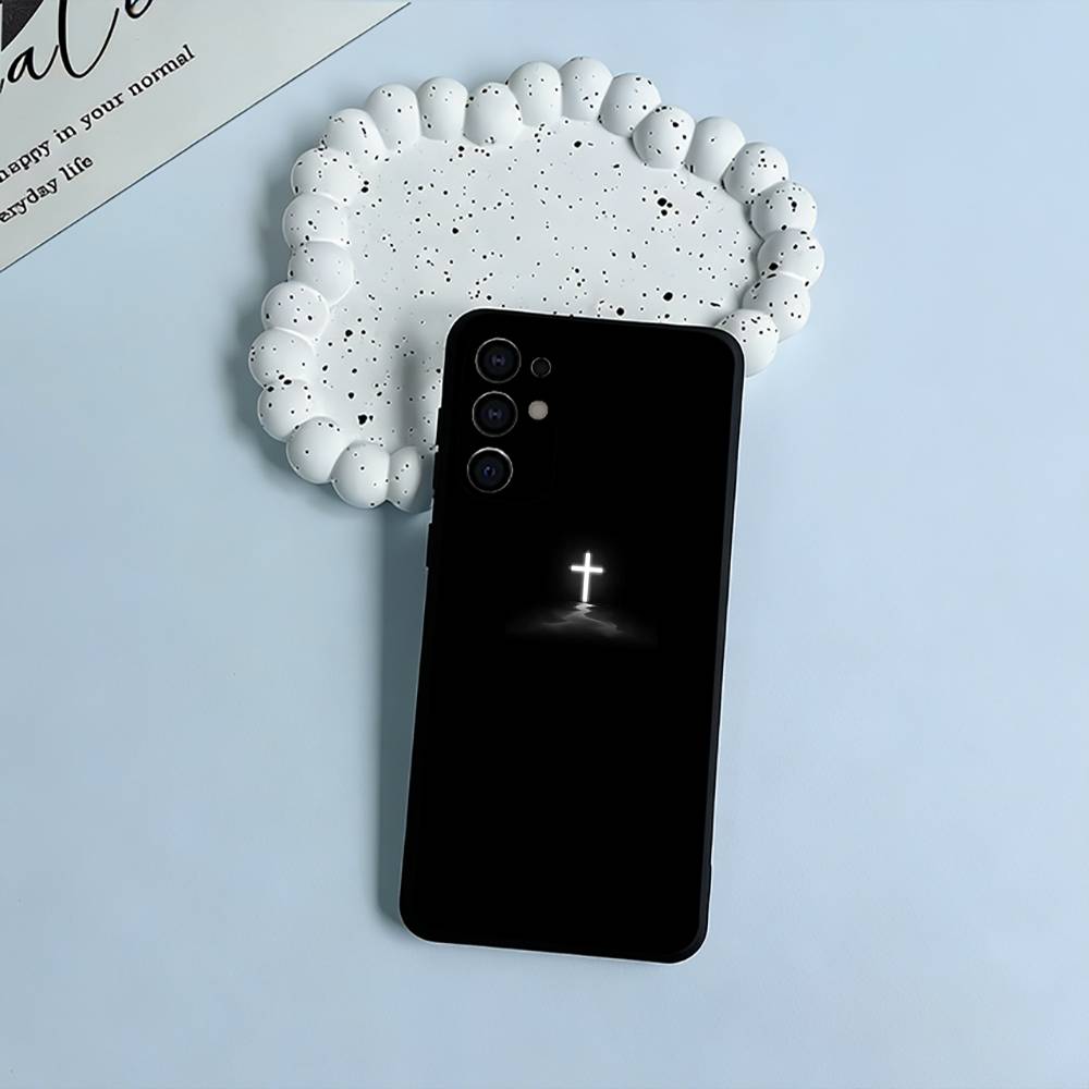 G-God Jesus Cross Soft Silicone Case for Samsung S25, S24, S21, S22, S23, S30, Ultra, S20, Plus, FE, Lite-Black