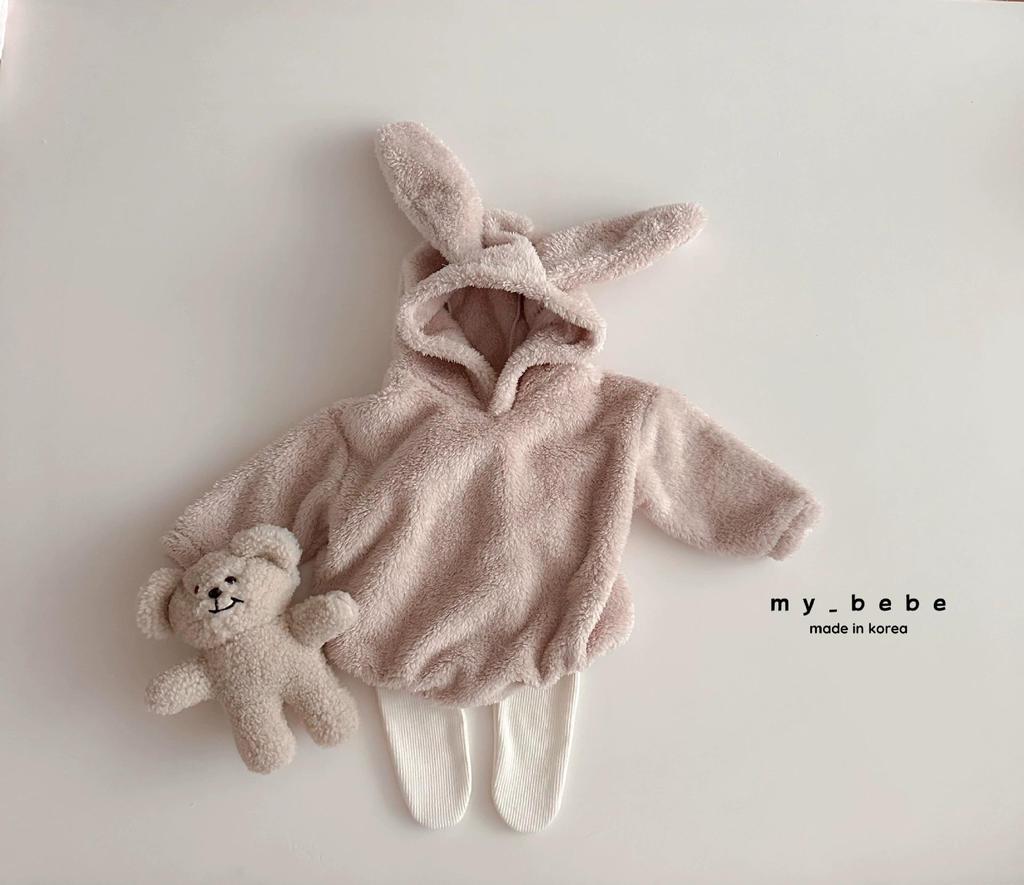 Korean Style Cartoon Lambswool Baby Jumpsuit - Hooded, Footed, Solid Color Winter Pajamas (2025)