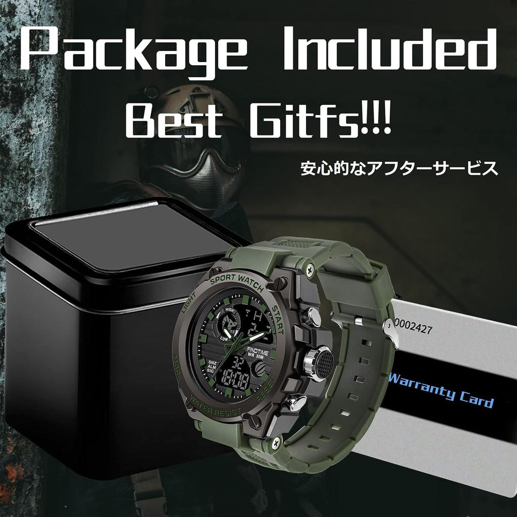 Findtime Digitale Militaire Dubbele Alarm Japanse Handleiding Groen I Herenhorloge, Analoog-Digitaal, Waterdicht, Horloge, Stopwatch, Sport, Tijd,