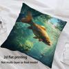 2D Flat - Modern Carp Underwater Pressure Pillowcase - Double-Sided 2D Flat Design, 3 Sizes, Zipper Closure, Realistic Aquarium Plant And Fish Pattern