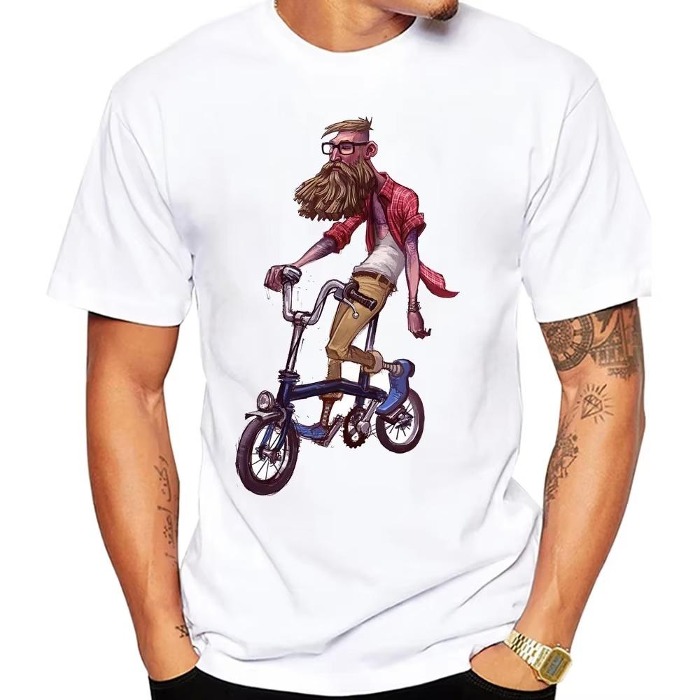 FUnny Anime Three Dad Fixed Gear Bicycle Cycling Fashion Vintage Classic T-Shirt Summer Men Short Sleeve Hip Hop Casual Tees