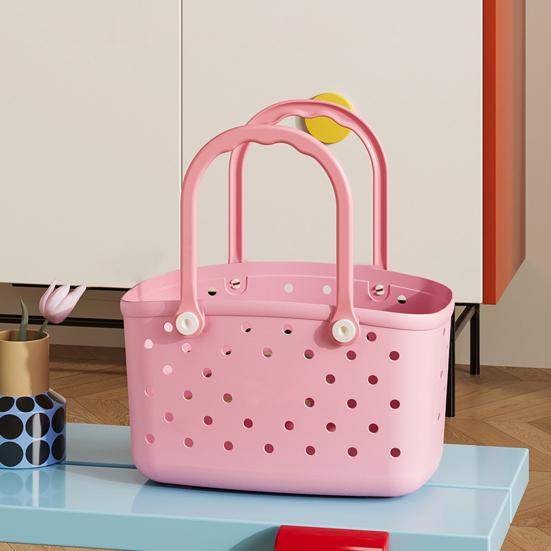 Cesto Portaoggetti con Fori di Drenaggio Contenitore Portaoggetti Grande Capacità Manico Ergonomico Organizer per Bagno Stanza del Dormitorio