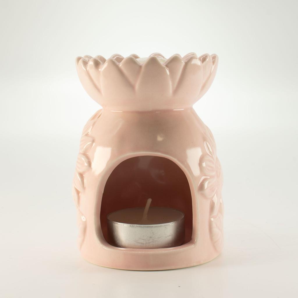 Ceramic Sunflower Oil Burner - Pastel Pink