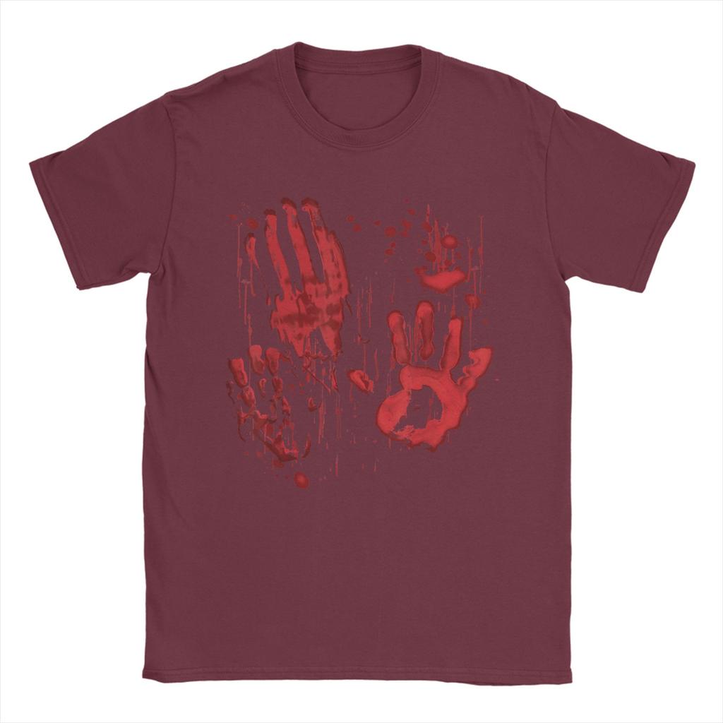 Bloody Hands Blood Splatter Zombie Men T Shirt Handprints Tees Short Sleeve Crew Neck T-Shirts 100% Cotton New Arrival Clothes