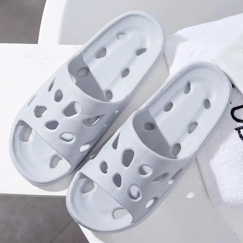 Bathroom Slippers Women Leaking Sandals Cheese Slides Summer Eva Shoes For Men Soft Anti-Slip Flip Flops Couples Indoor Slipper