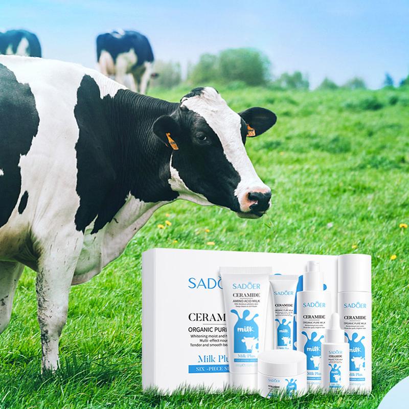 Milk Whitening Ceramide Skin Care Set Moisturizing Anti-aging Wrinkle Luxury 6-piece Repair Gift Set