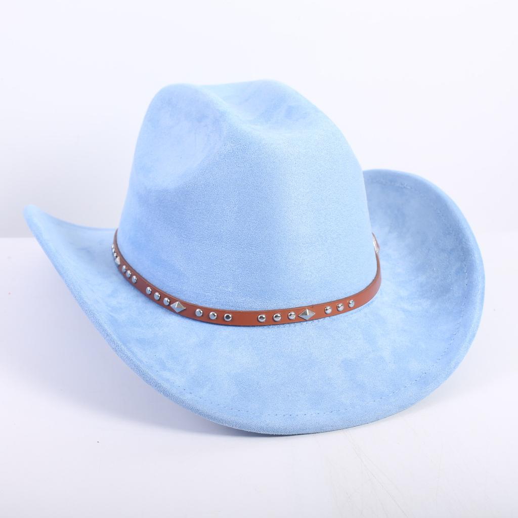 Nuovo colore cappello da cowboy western da uomo e da donna versatile per il pendolarismo stile semplice tesa larga cappello a cilindro cappello da sole