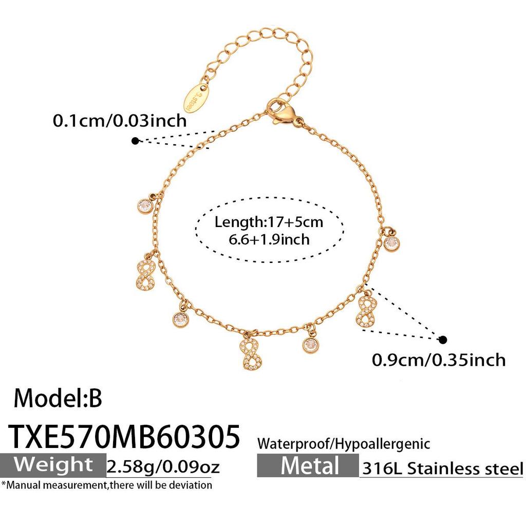European & American Fashion DIY Multi-Accessory Set: Small 8-Shaped Flower with Full Rhinestones & 5A Zircon Necklace and Bracelet Combination