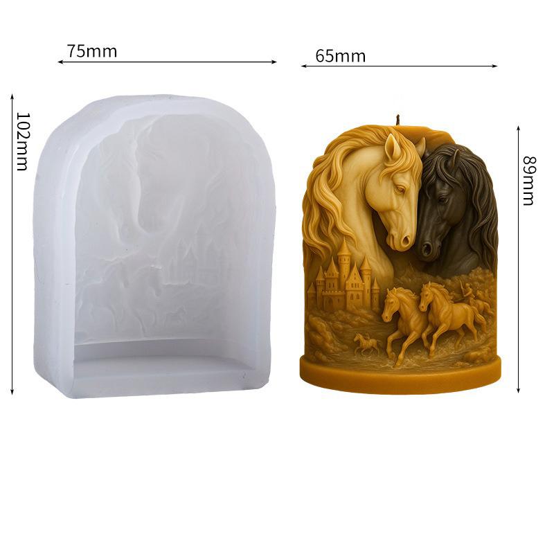 

Relief Candle Mold Delicate Double Horse Head Mold Horse Candle Mold Multi Functional For Soap Making New Year Gift Handmade белый