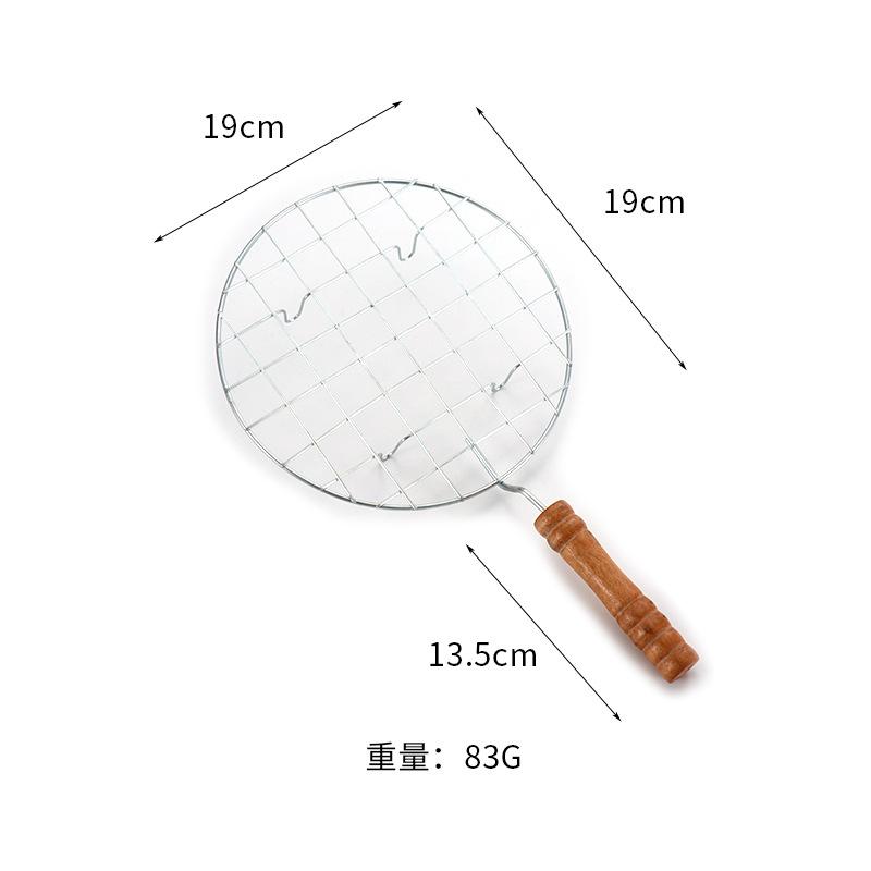 Round Stainless Steel Handle Barbecue Mesh for Outdoor Camping Grilled Fish and Meat Thickened with Handle Barbecue