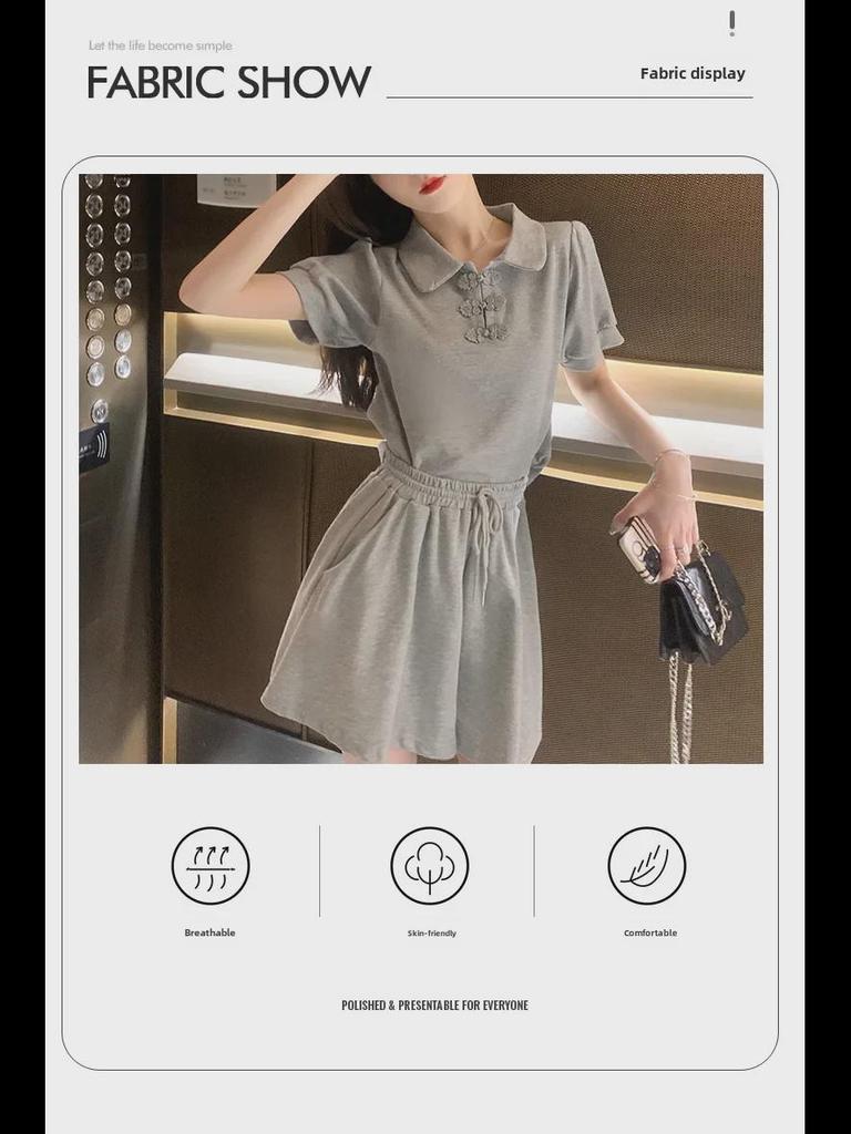 Summer Sports Suit: Stylish, Youthful, and Playful Two-Piece Set with Short Sleeves and Shorts