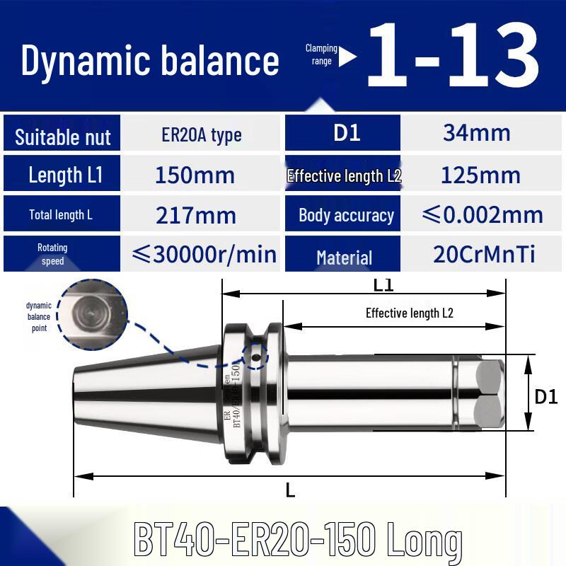 

Aokewen BT40-ER20-100 Dynamic Balance CNC Tool Holder