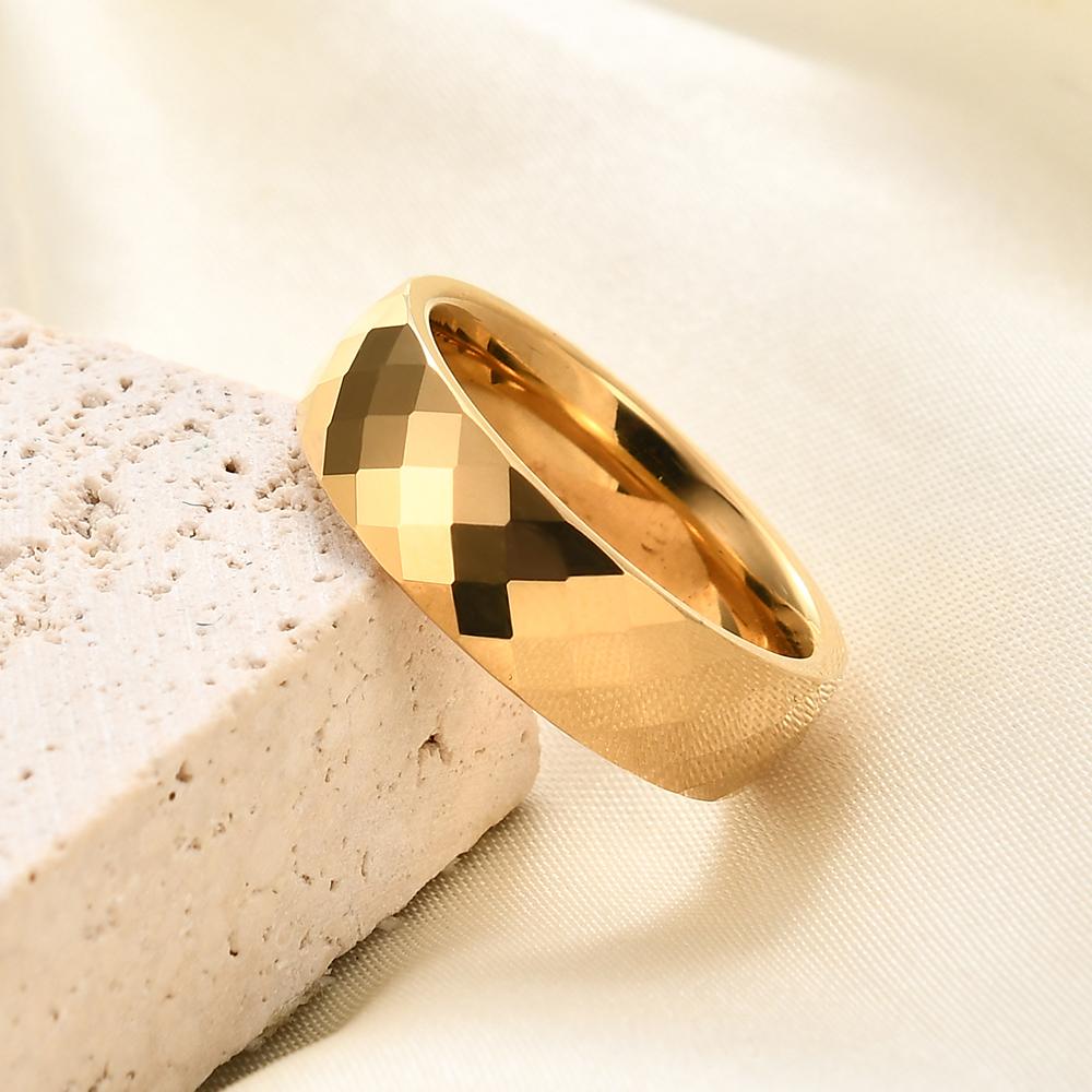 Fashion Tungsten Steel 4MM/6MM Ring for Women Cut Polygonal Couple Rings Wedding Party Jewelry and Accessories