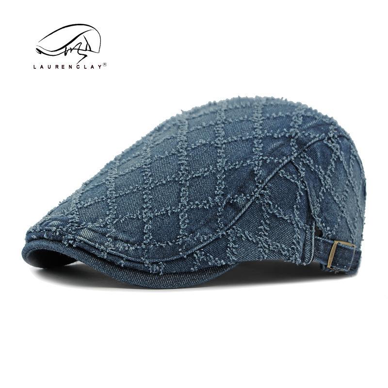 Korean version of the new washed old denim beret female British retro fashion cap painter hat forward hat men