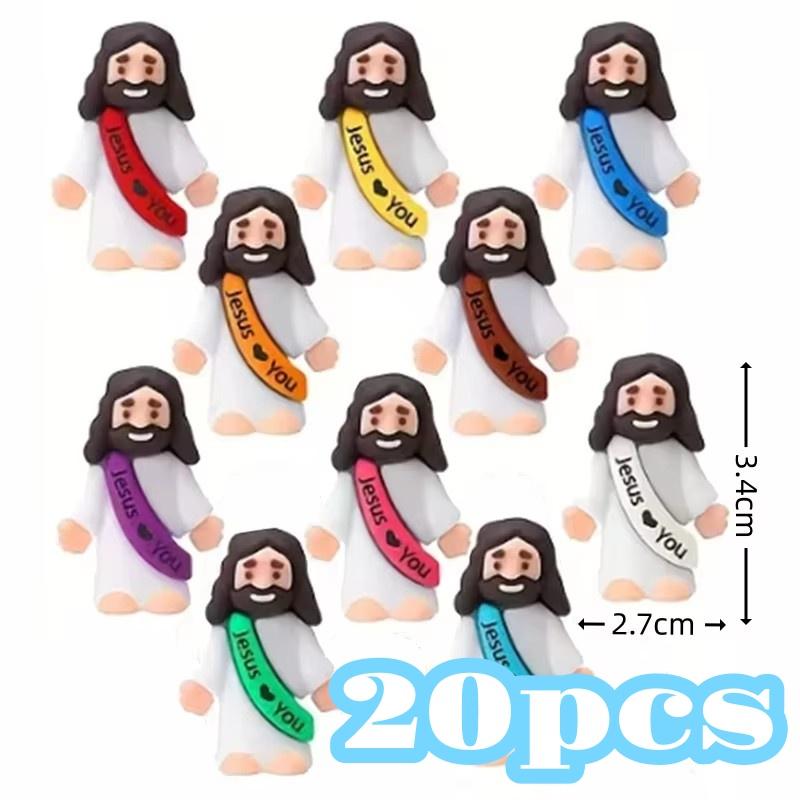 10/60pcs Mini Jesus Decorations Cartoon Statue Set for Holiday Party Scene Decor Festive Room Figurines Christmas Easter Gifts