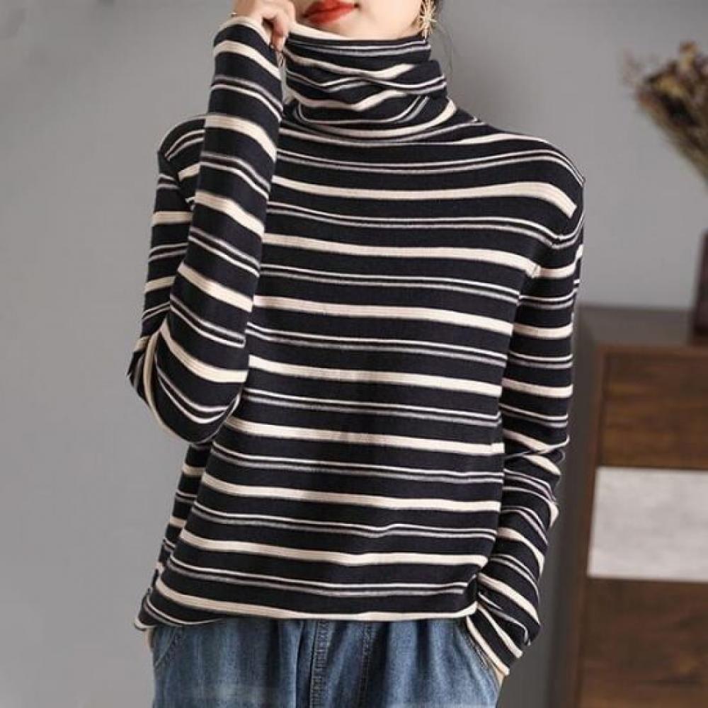 Navava Women Turtleneck Long Sleeve Knit Top Nt3107