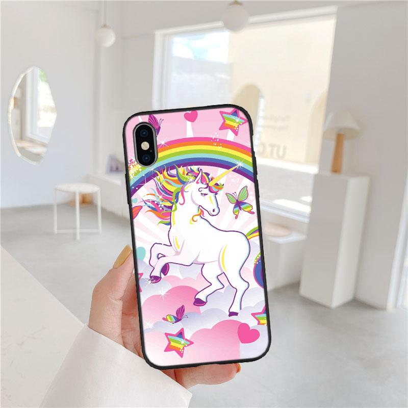 LO22 Cartoon Unicorn Soft Shell Phone Case for iPhone SE X XS XR 11 16E 17 Pro Max Air 8 7 6 6s Plus