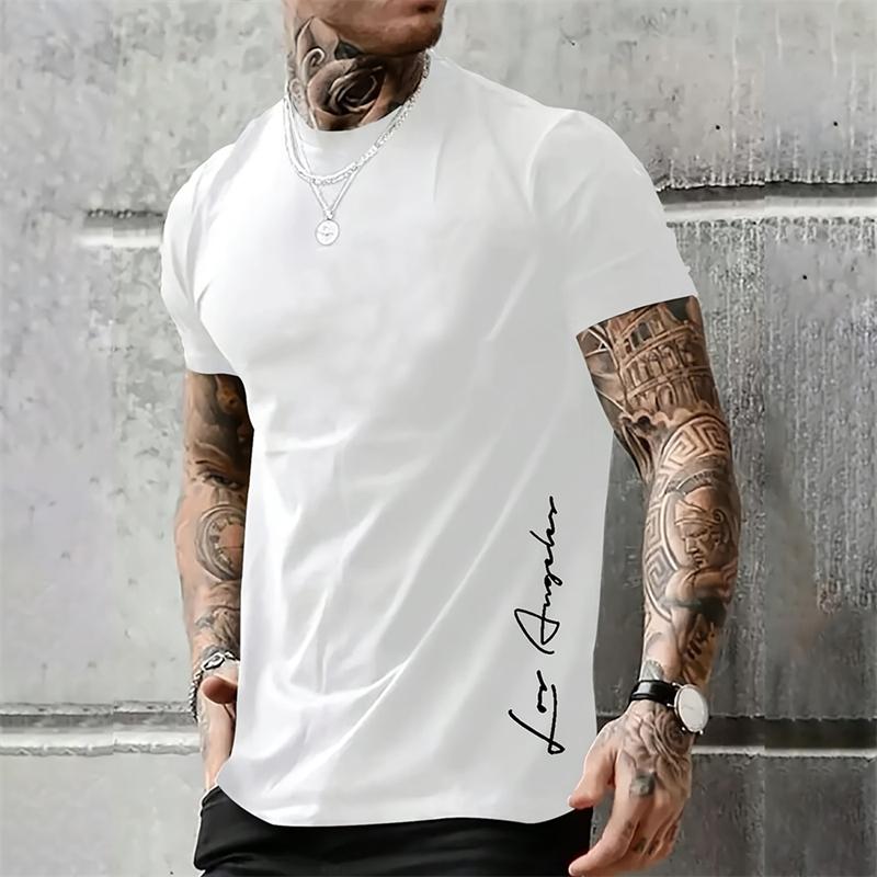 Simple Fashion Letters Graphic T Shirts Trend Summer Crew Neck 3D Printed Short Sleeve Tees Casual Streetwear Cool T-shirts Tops