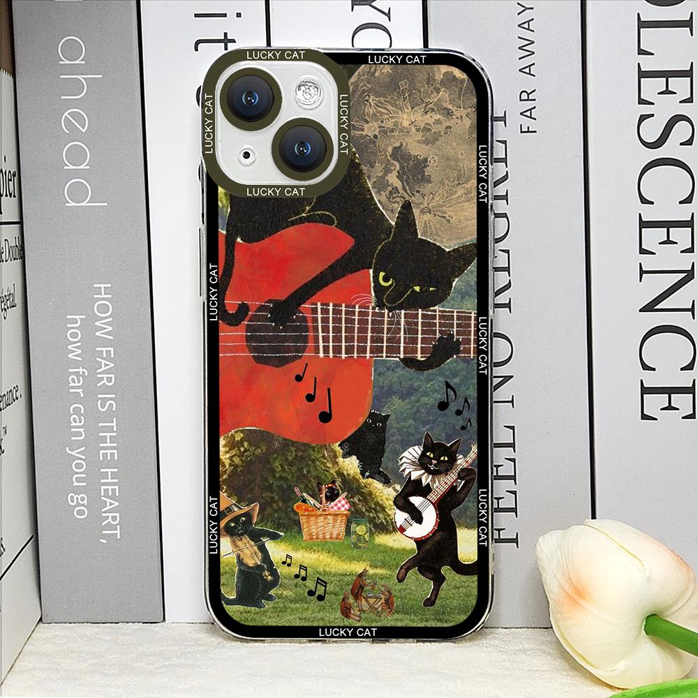 

Abstract Art Cat Phone Case for IPhone 16 15 14 13 12 11 Pro Max 12 13 Mini XS X XR 16 15 14 7 8 Plus SE2 Shockproof Soft Covers For iPhone X XS