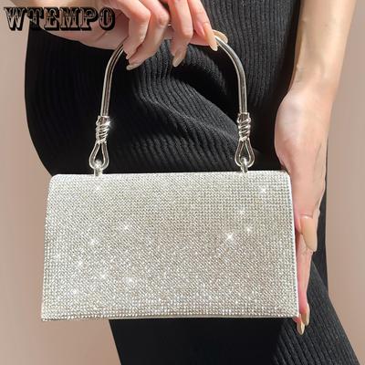 Abendessen-Tasche weibliche europäische und amerikanische glitzernde Diamant-Handtasche, leichte Luxus-Abendessen-Tasche, Kleid-Handgelenk-Tasche, quadratische Tasche
