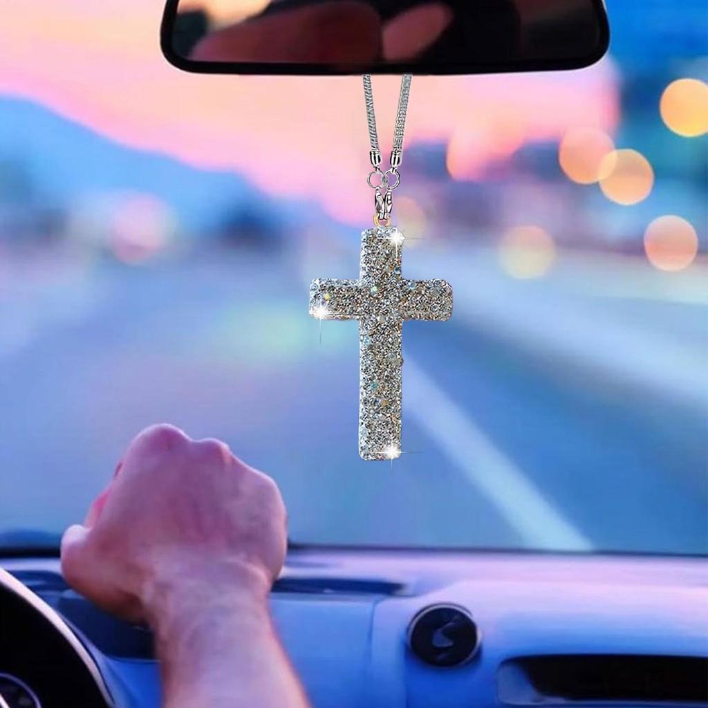 Car Pendant Bling Car Rear View Mirror Hangable Pendant Christian Religious Ornament Accessories For Auto Interior Home Living