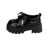 Platform loafers women's 2025 autumn new black British style small leather shoes women's height increase versatile beaded jk single shoes