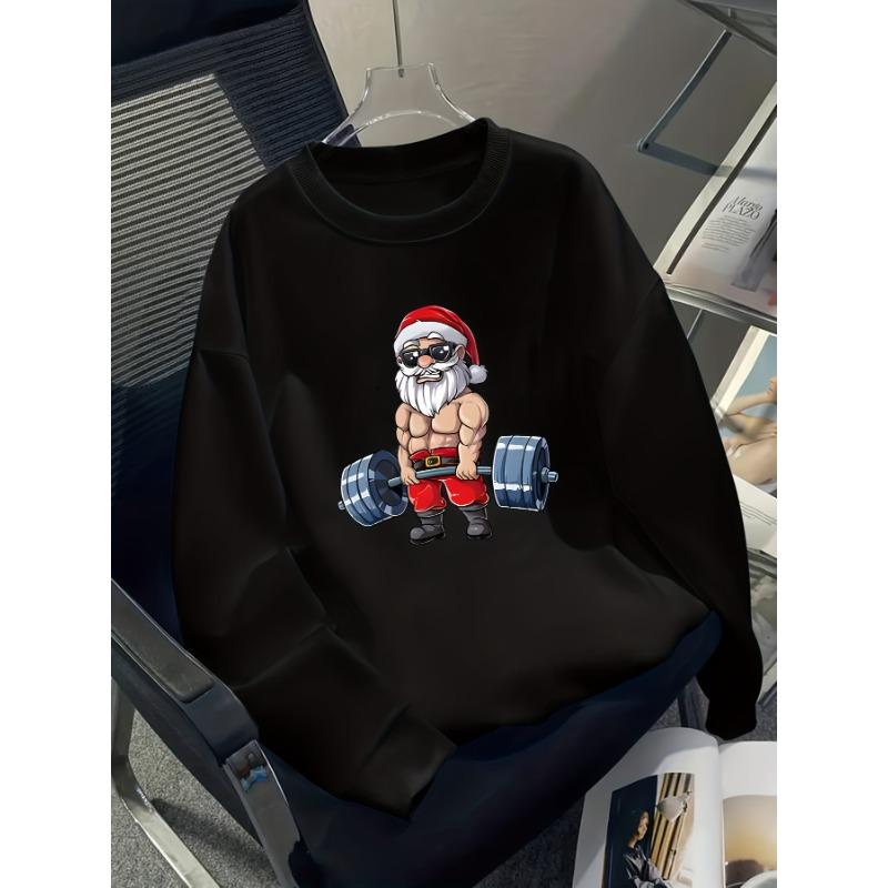 European Sizes Boys' Christmas Print Casual Sport Long-Sleeve Sweatshirt, Warm Crew Neck Top, Outdoor Wear.
