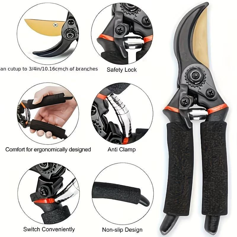 1 Piece of Thick SK5 Steel Pruning Scissors for Strong Trimming of Rough Fruit Trees Gardening and Pruning Sponges Comfortable