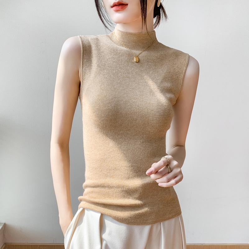 Frühlingsneue, halbhohe, ärmellose Slim-Fit-Strickweste für Damen