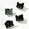 Creative Black Cat Metal Badge: Cute Eyes Design for Trendy Clothing and Backpack Decoration